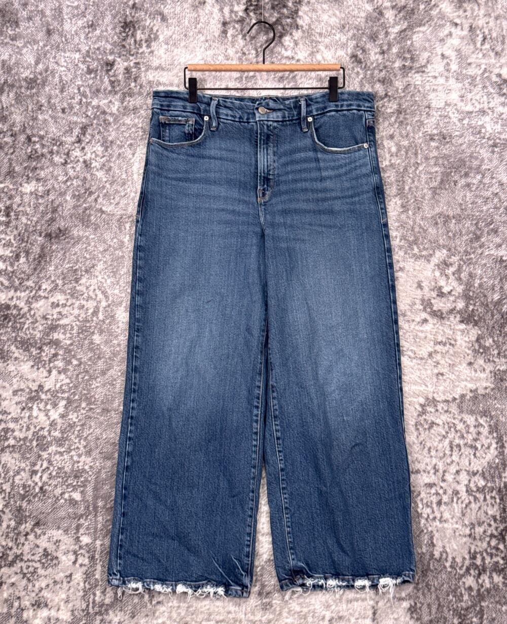 Good American Good Waist Palazzo Crop Jeans 14 / 32 Womens Denim